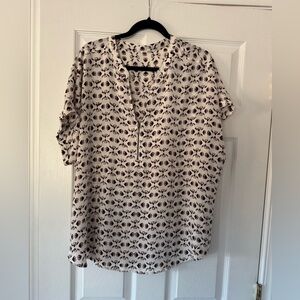 Patterned Zipper Blouse